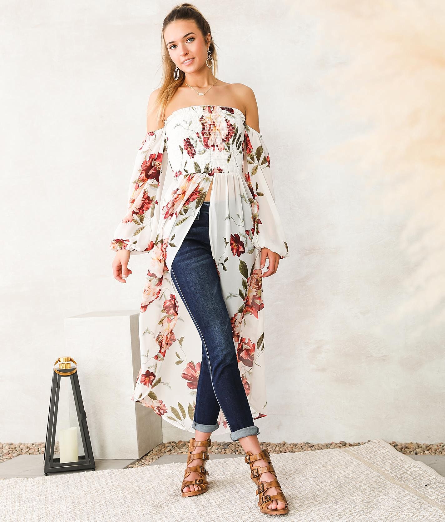 Cold shoulder cheap maxi blouse