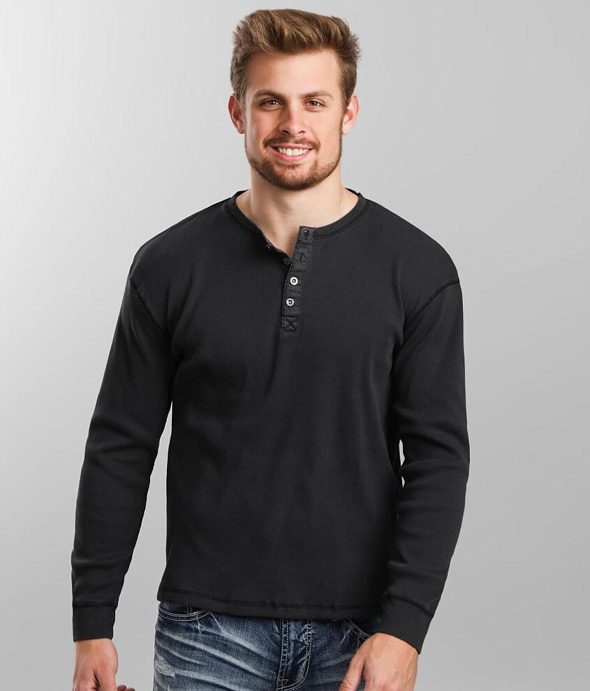 Thread & Cloth Heavy Ribbed Henley - Men's T-Shirts in Black | Buckle