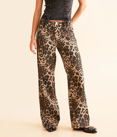 Bailey Rose Leopard Print Wide Leg Pant FULL_LEFT_SIDE