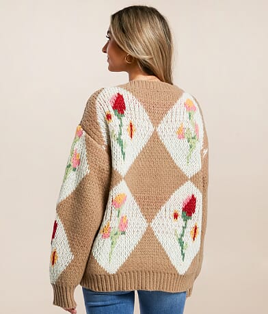 Bailey Rose Floral Patchwork Cardigan Sweater BACK