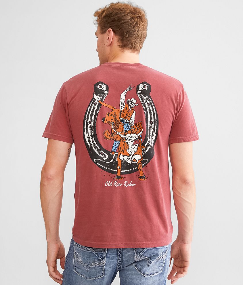 Old Row Bull Rider T Shirt Men s T Shirts in Crimson Buckle