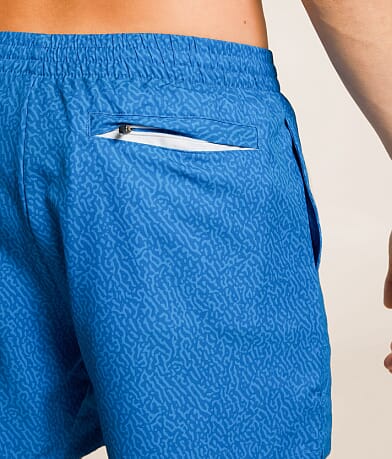 Old Row Tonal Print Stretch Swim Trunks back pocket view