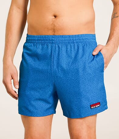 Old Row Tonal Print Stretch Swim Trunks front view