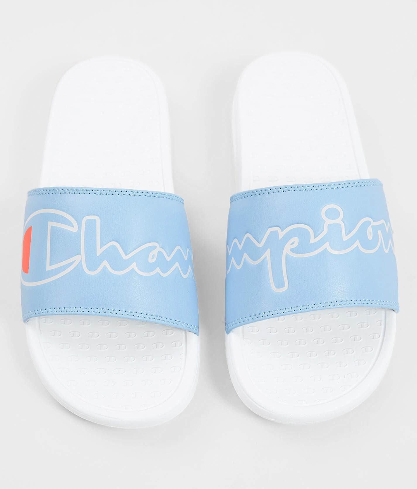 light blue champion slides