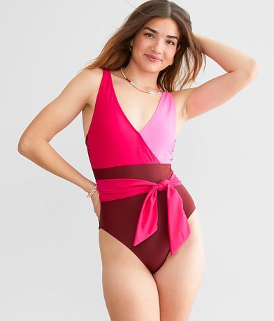 Glitter Colorblock Underwire Front Lined Swimsuit, Swimsuits