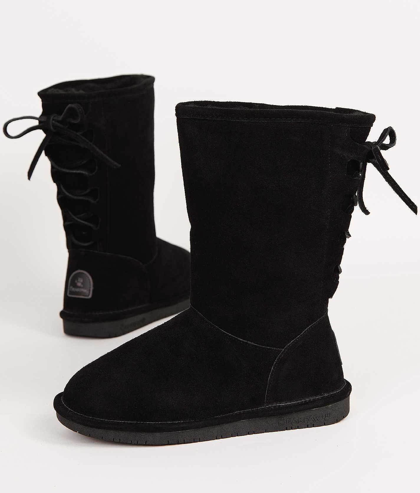 bearpaw boots with bows on back