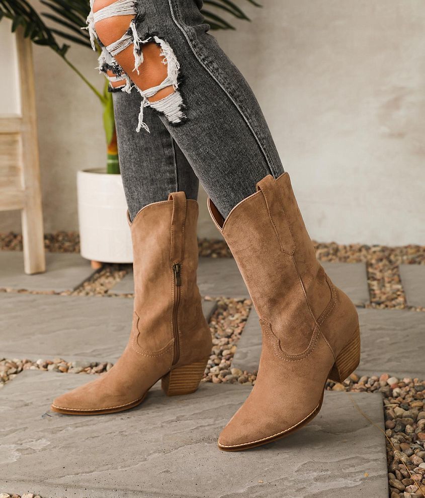 Taupe mid cheap calf boots