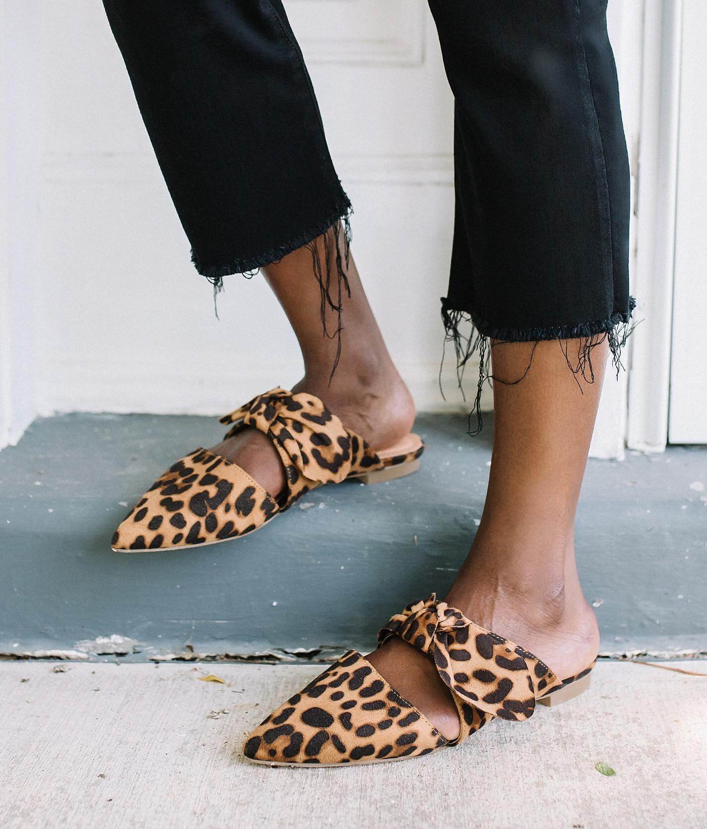 leopard mule shoes