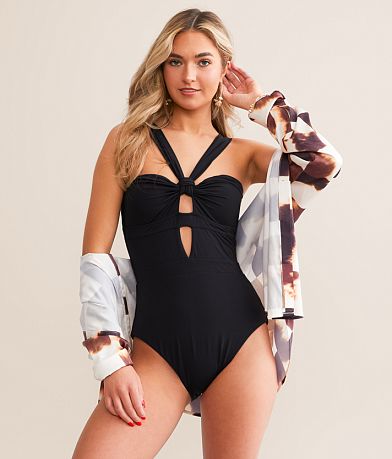 Plus Buckle Belted Swimsuit