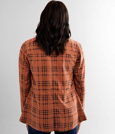 BKE Buffalo Plaid Washed Jacket back view