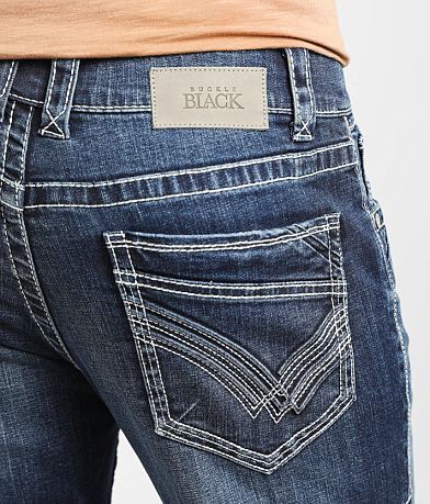 Buckle Black Three Boot Stretch Jean back pocket view