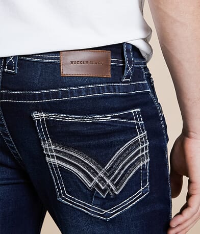 Buckle Black Three Boot Stretch Jean back pocket view