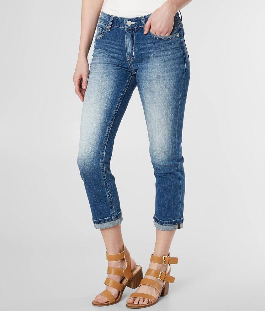 BKE Stella Mid-Rise Cuffed Stretch Capri Jean front view