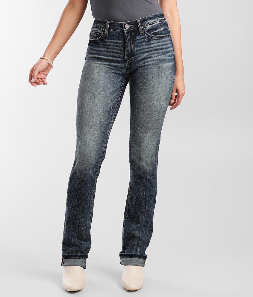 BKE Stella Mid-Rise Straight Stretch Cuffed Jean front view