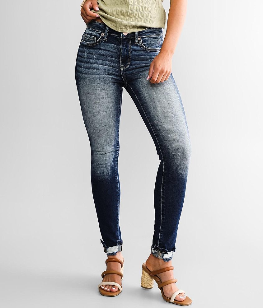 BKE Stella Mid-Rise Ankle Skinny Cuffed Jean front view