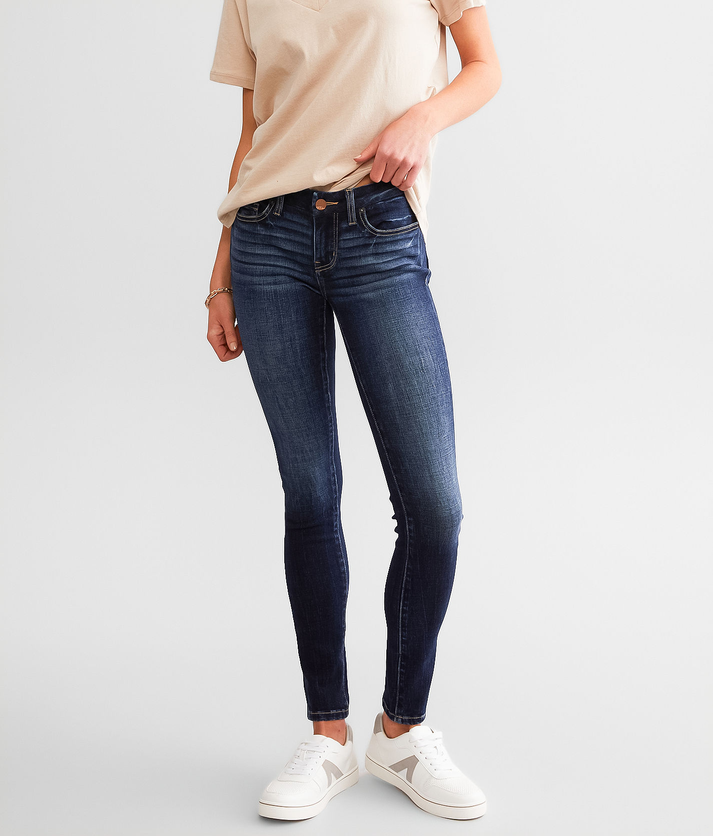 Jeans American Eagle Femme - Taille 2 Long, Skinny Super Stretch, Bleu Foncé