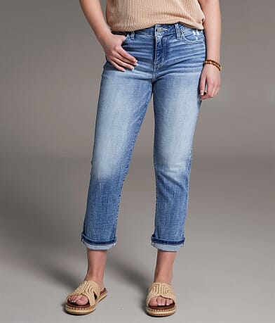 BKE Gabby Cuffed Stretch Capri Jean front view