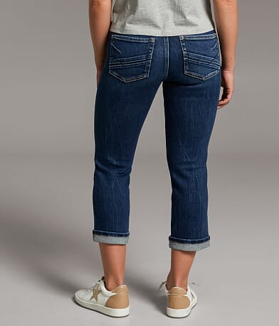BKE Payton Straight Capri Stretch Cuffed Jean back view