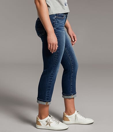 BKE Payton Straight Capri Stretch Cuffed Jean full left side view