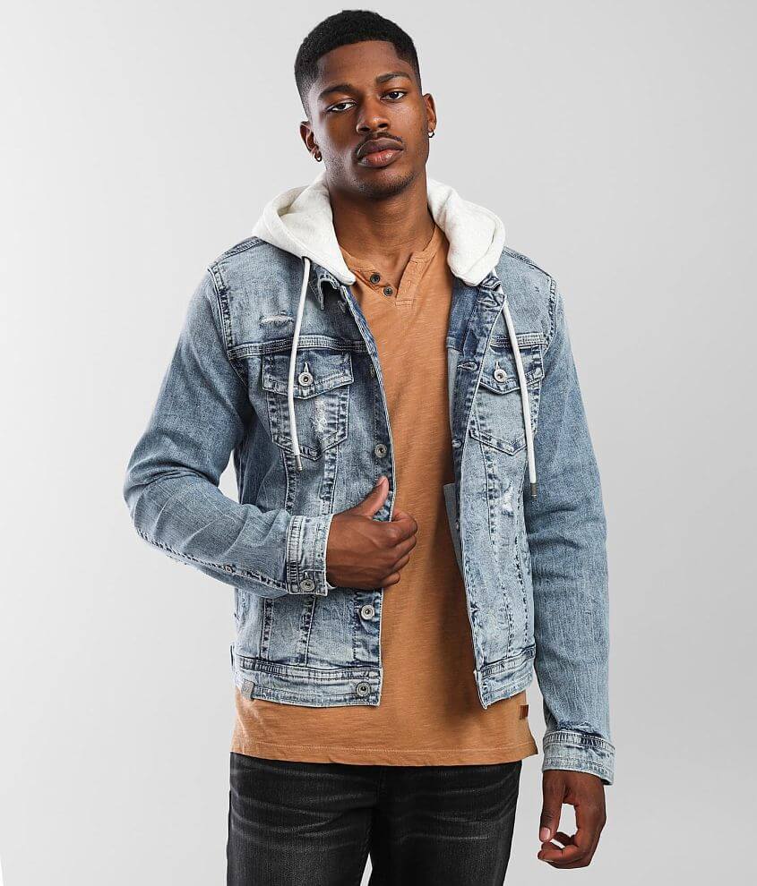 Stretch hooded best sale denim jacket