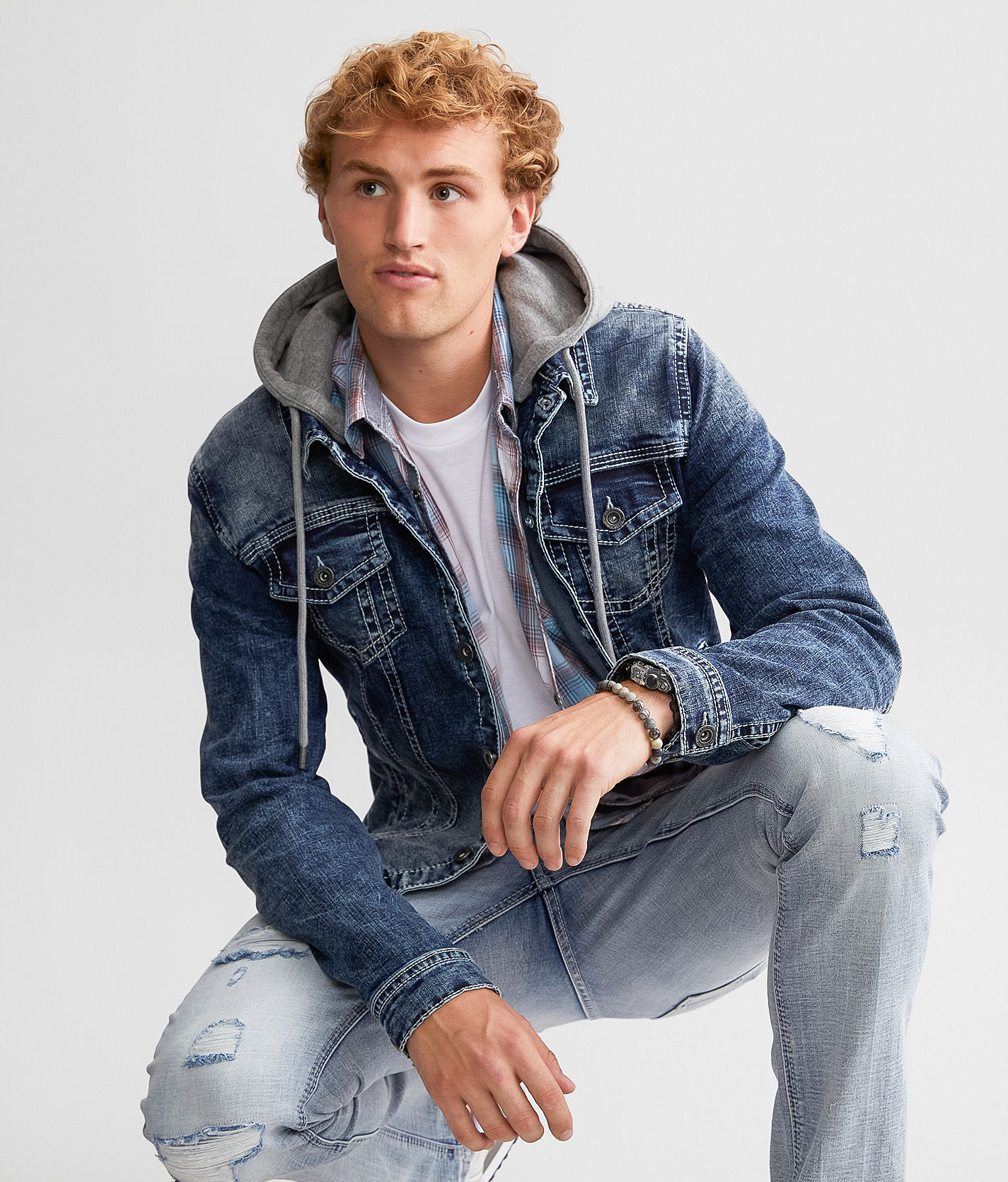 Denim jacket shop with a hoodie