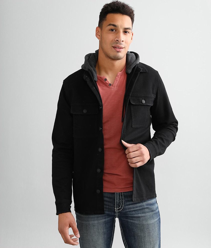 BKE Bradley Hooded Denim Shacket - Men's Coats/Jackets in Black | Buckle