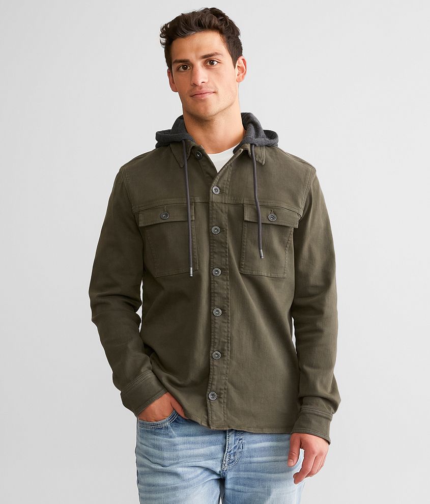 BKE Bradley Denim Stretch Shacket - Men's Coats/Jackets in Olive | Buckle