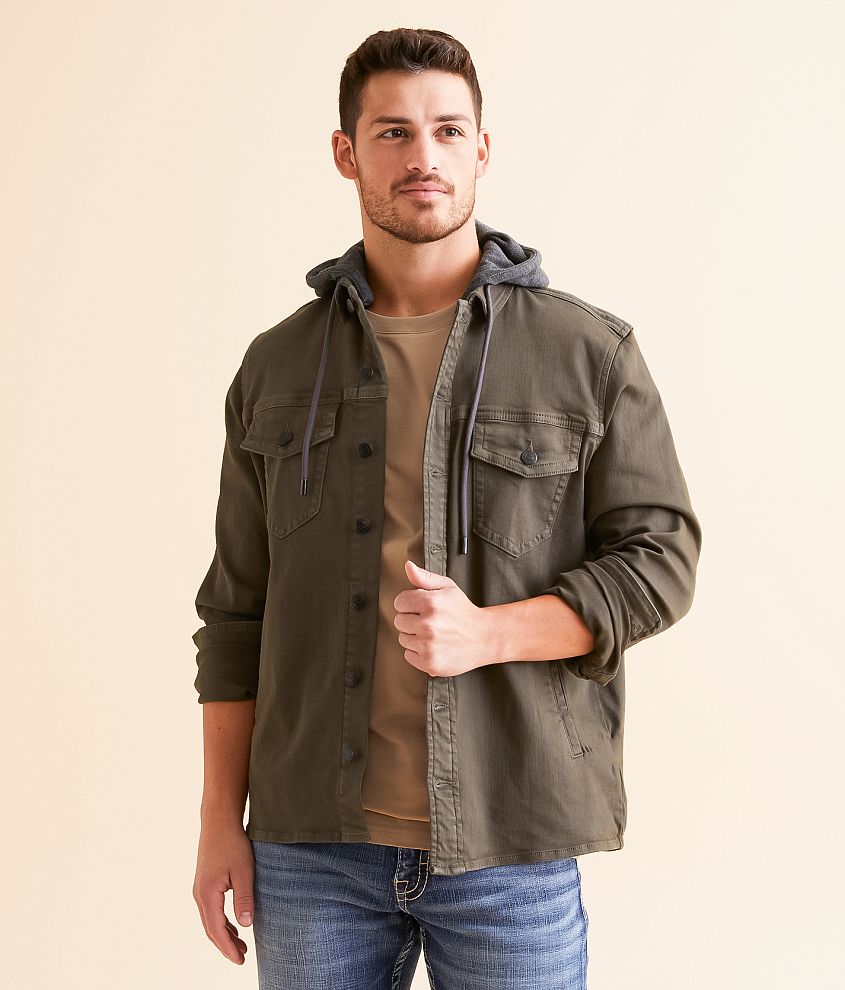 BKE Bradley Denim Stretch Shacket front view