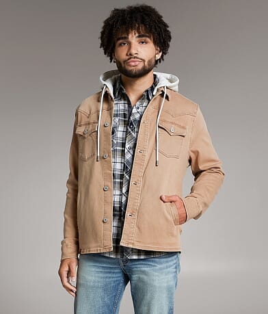 BKE Bradley Hooded Denim Jacket front view