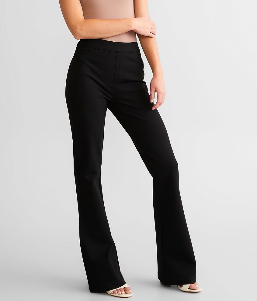 Buckle Black Pull On Flare Stretch Pant front view