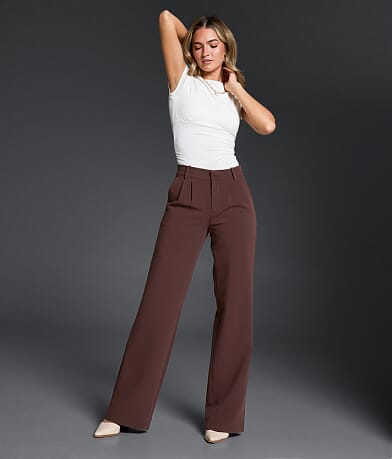Buckle Black High Rise Wide Leg Trouser Stretch Pant front view