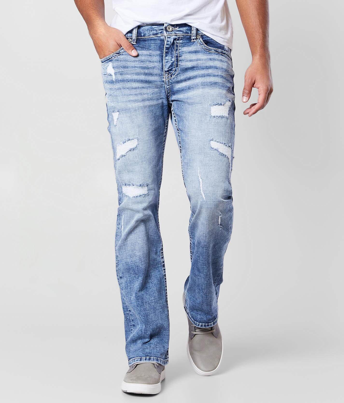 buckle slim bootcut jeans