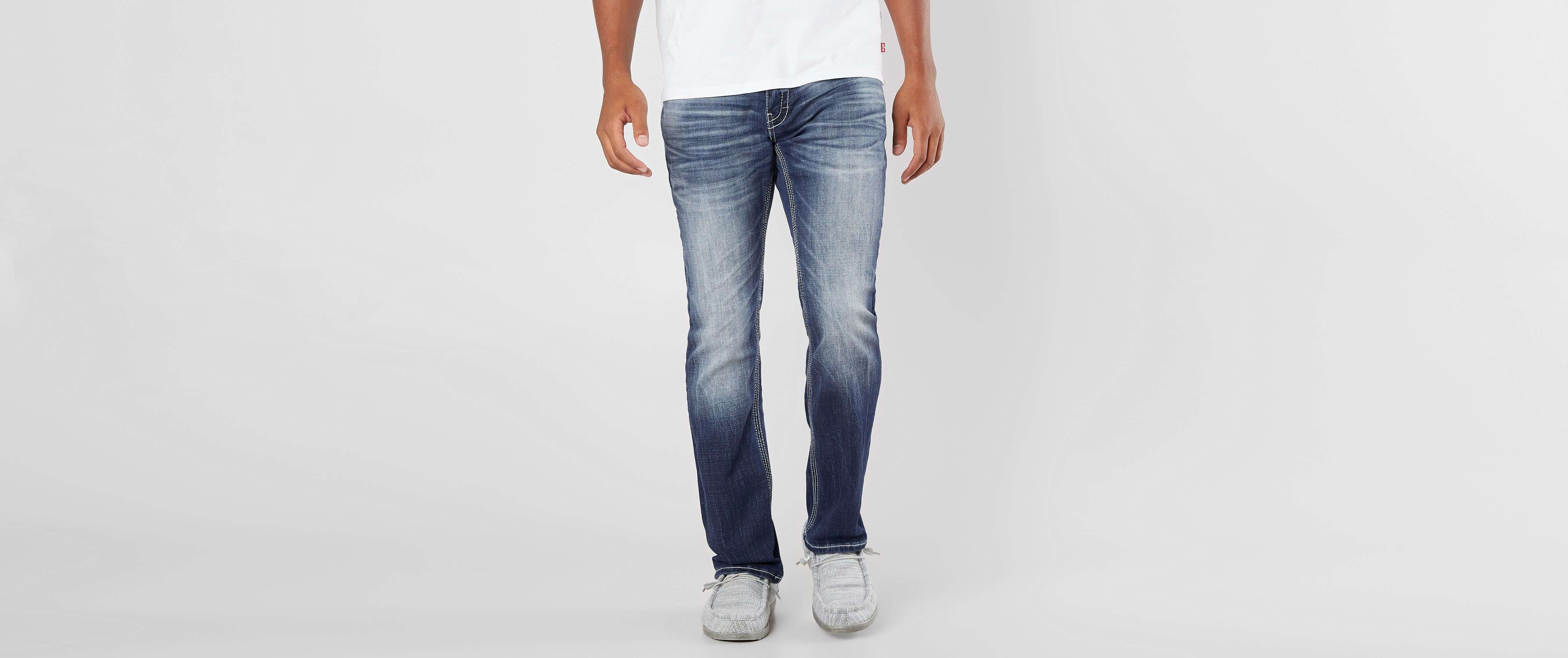 buckle straight leg jeans