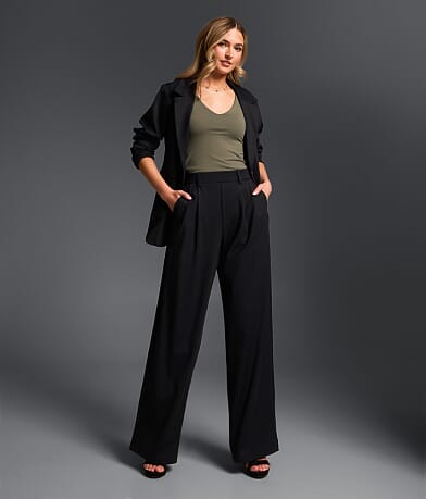 pull on black dress pants heipeiwa Women's Dress Pants Skinny High Waist Pull on Pants with Pockets  Comfort Stretch Slim Fit Work Pants Black at Amazon Women's Clothing store