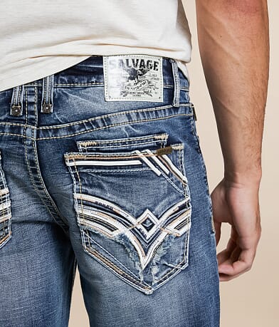 Salvage Mayhem Straight Stretch Jean back pocket view