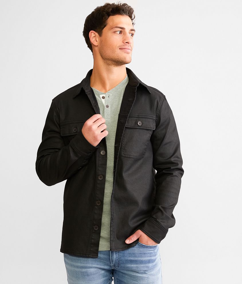 Coated Trucker Jacket in Black