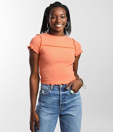 FITZ + EDDI Lettuce Trim Cropped Top front view
