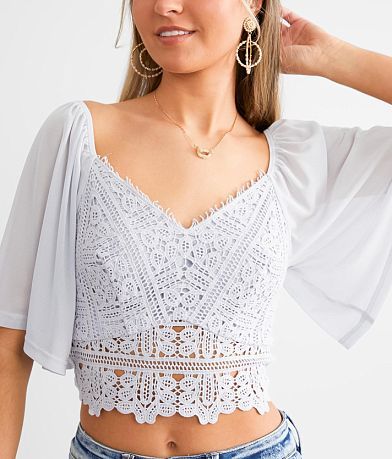 Willow &amp; Root Eyelash Crochet Cropped Top misc detail 1 view