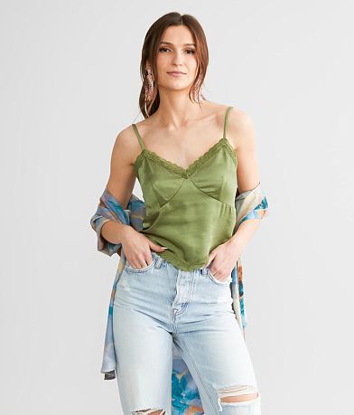 Willow & Root Satin Cropped Tank Top front view