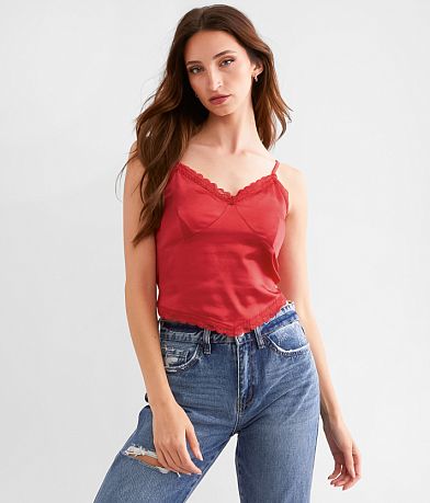 Willow & Root Satin Cropped Tank Top front view