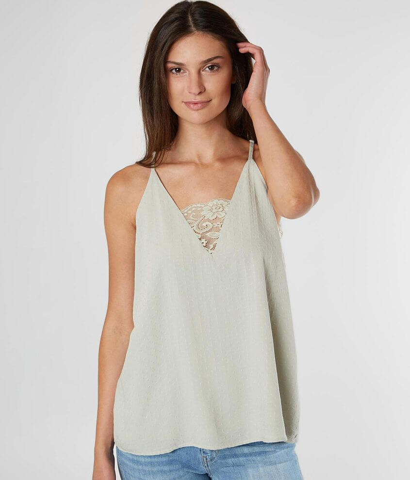 Daytrip Textured Woven V-Neck Tank Top front view