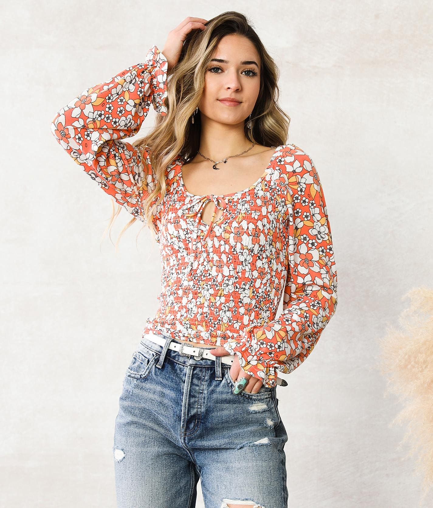 Willow & Root Floral Mesh Top - Women's Shirts/Blouses in Multi