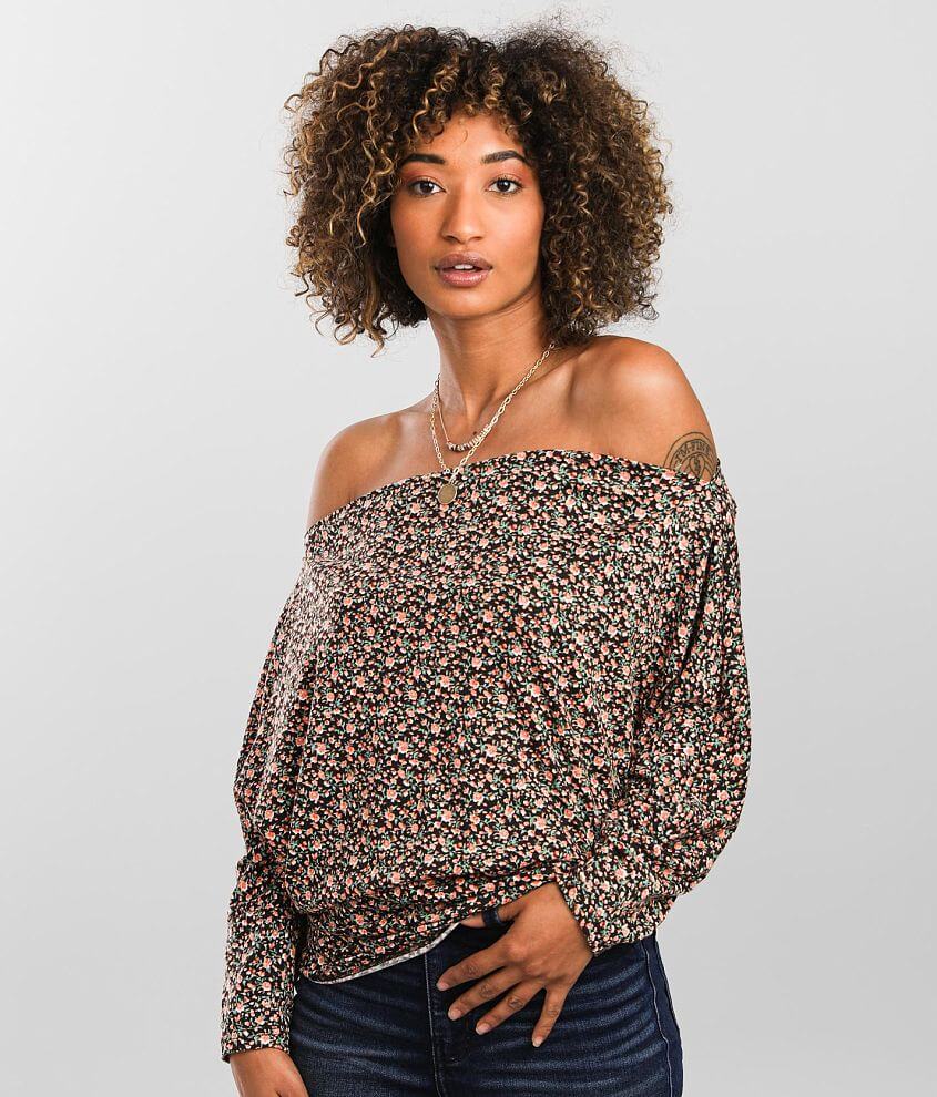 Daytrip Off The Shoulder Ditsy Top front view