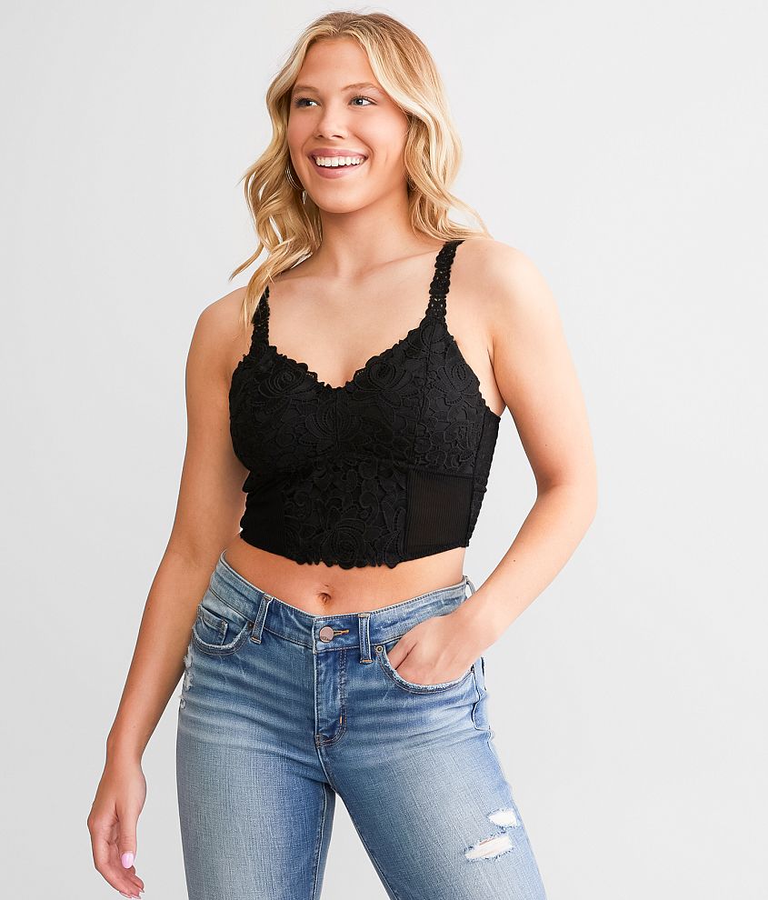 BKEssentials Floral Lace Full Coverage Bralette - Women's  Bandeaus/Bralettes in Black