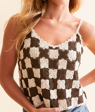 Willow &amp; Root Checkered Crochet Cropped Tank Top MISC_DETAIL_1