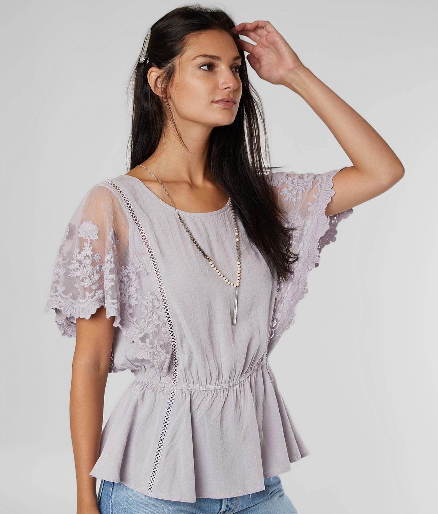 lavender peplum top