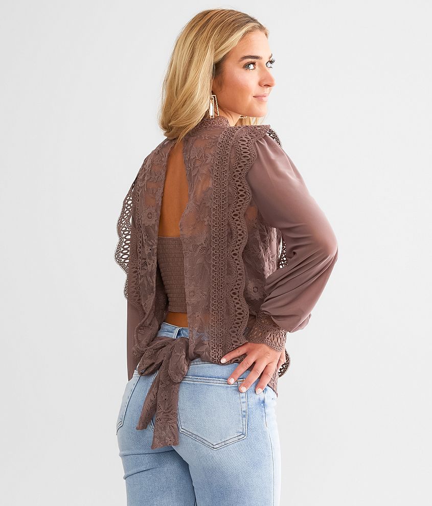 Daytrip Crochet Yoke Wide Neck Top