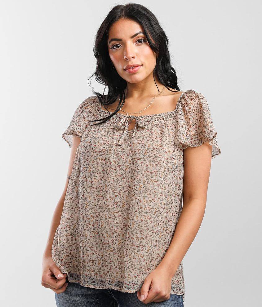 Daytrip Floral Print Chiffon Top front view