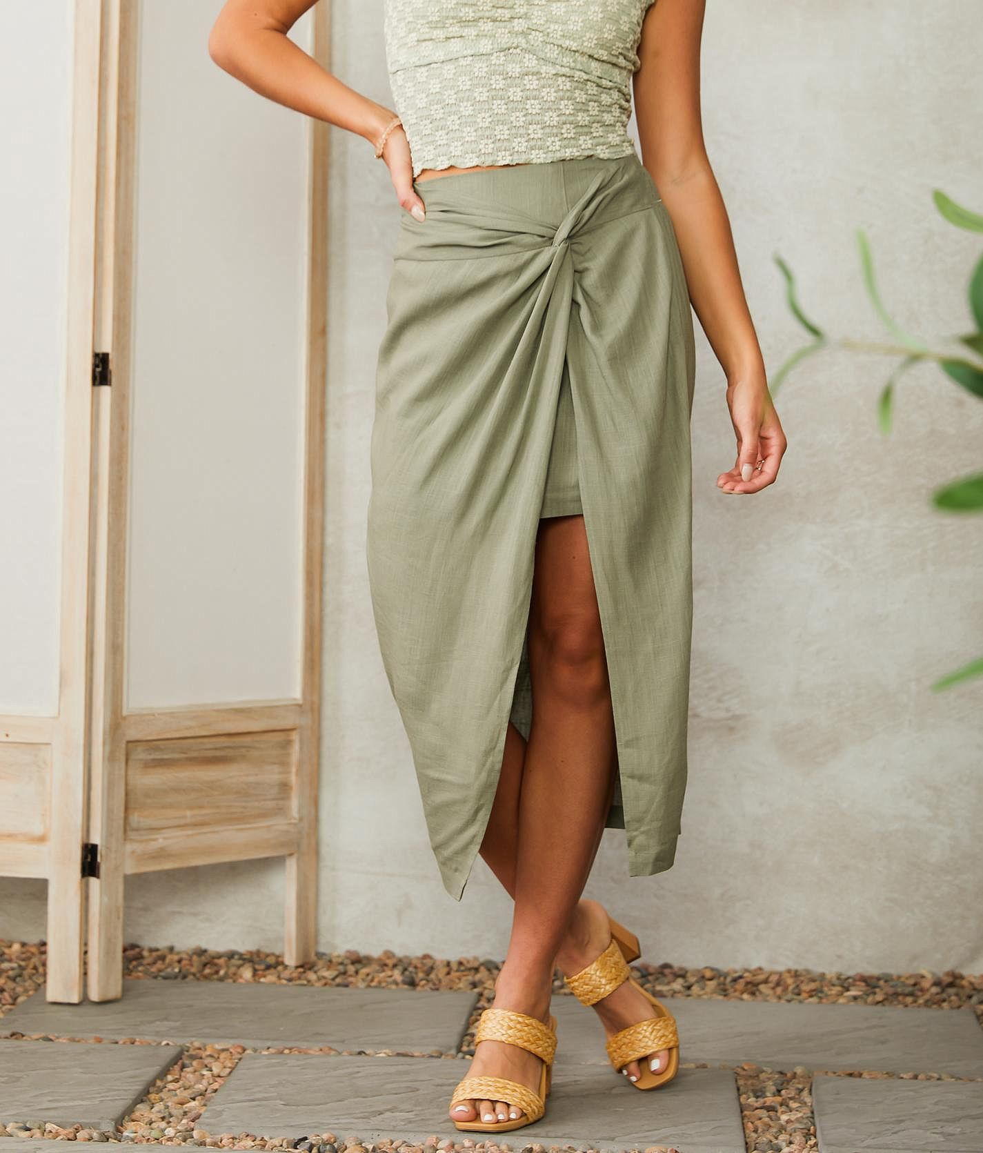 【FLAREUP】24SS★ Handmade Twisted Skirt Willow & Root Twisted Tulip Midi Skirt - Women's Skirts in