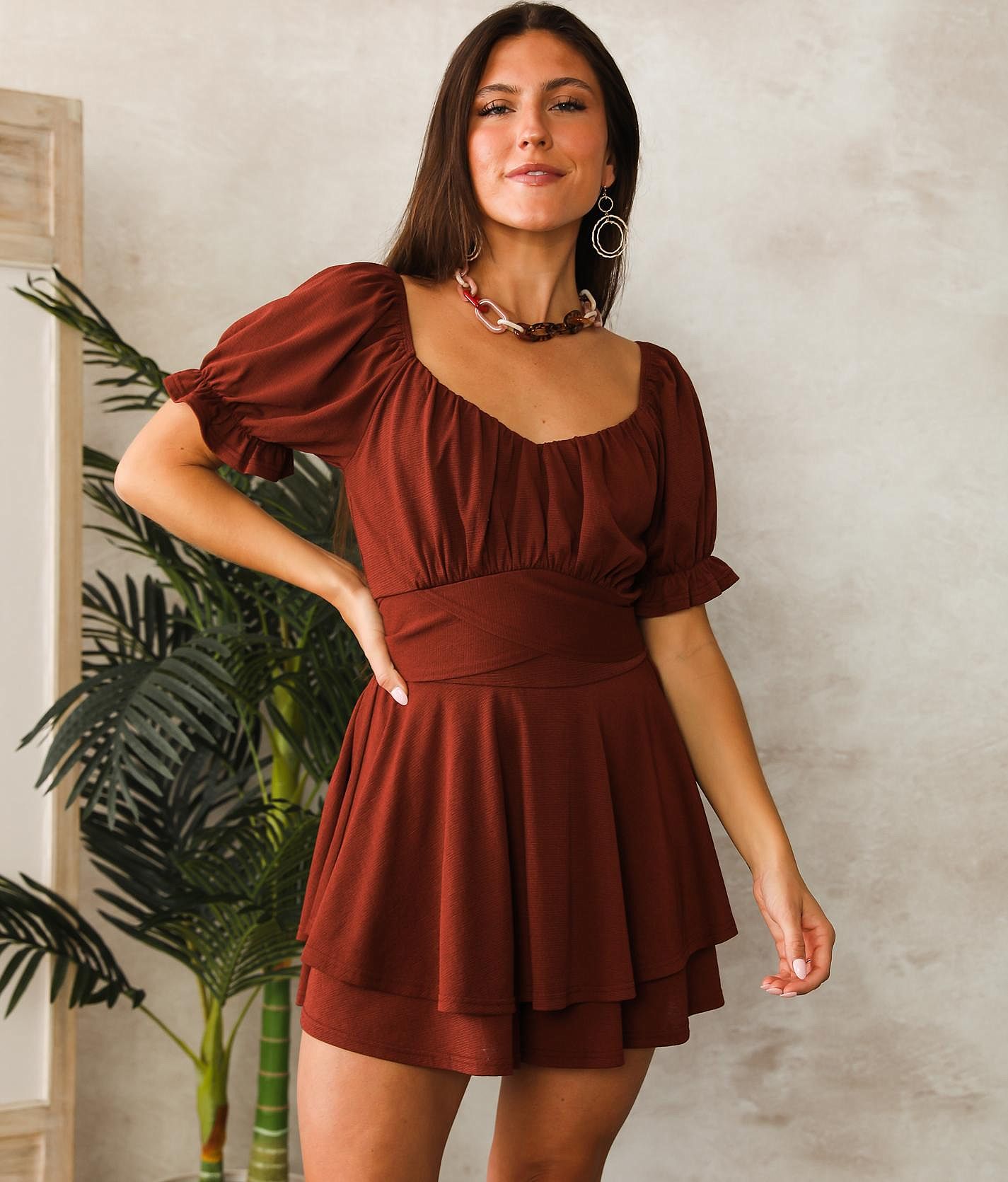 Willow & Root Ruffle Romper - Women's Rompers/Jumpsuits in Madder Brown | Buckle